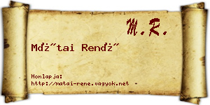 Mátai René névjegykártya